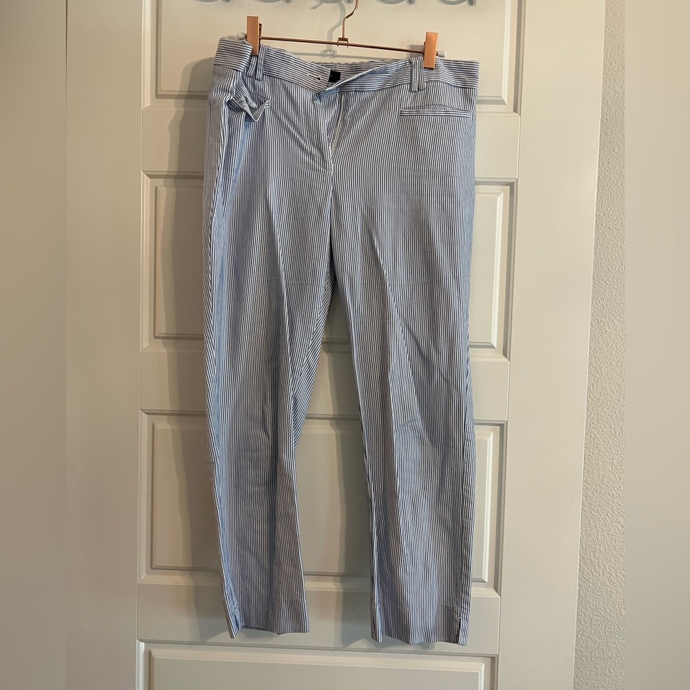 Ann Taylor white and blue pinstripe slacks